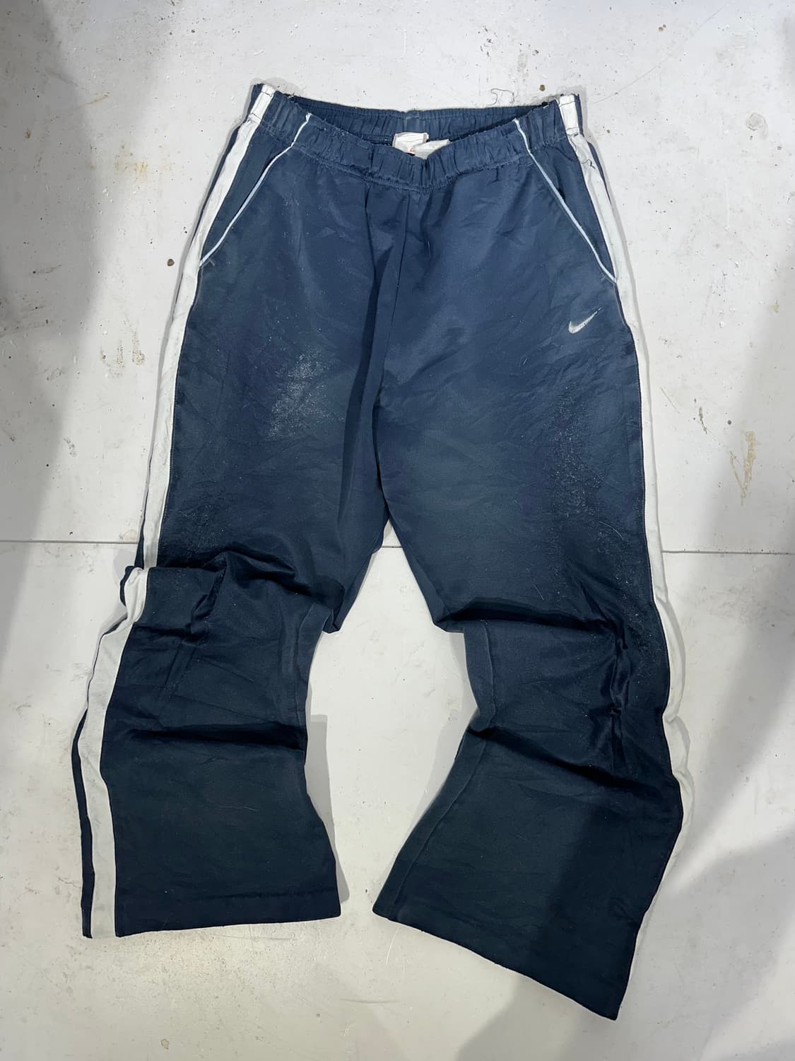 00s 나이키 네이비 화이트 사이드 라인 추리닝 바지 와이드 팬츠  XL 상품이미지4