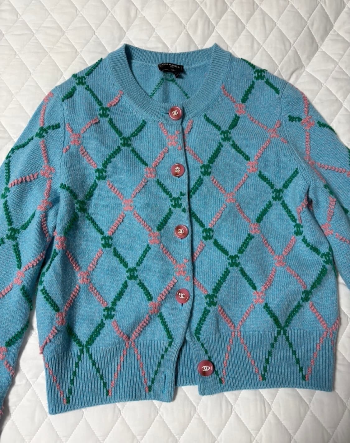 샤넬 민트 체크 가디건 38 상품이미지1