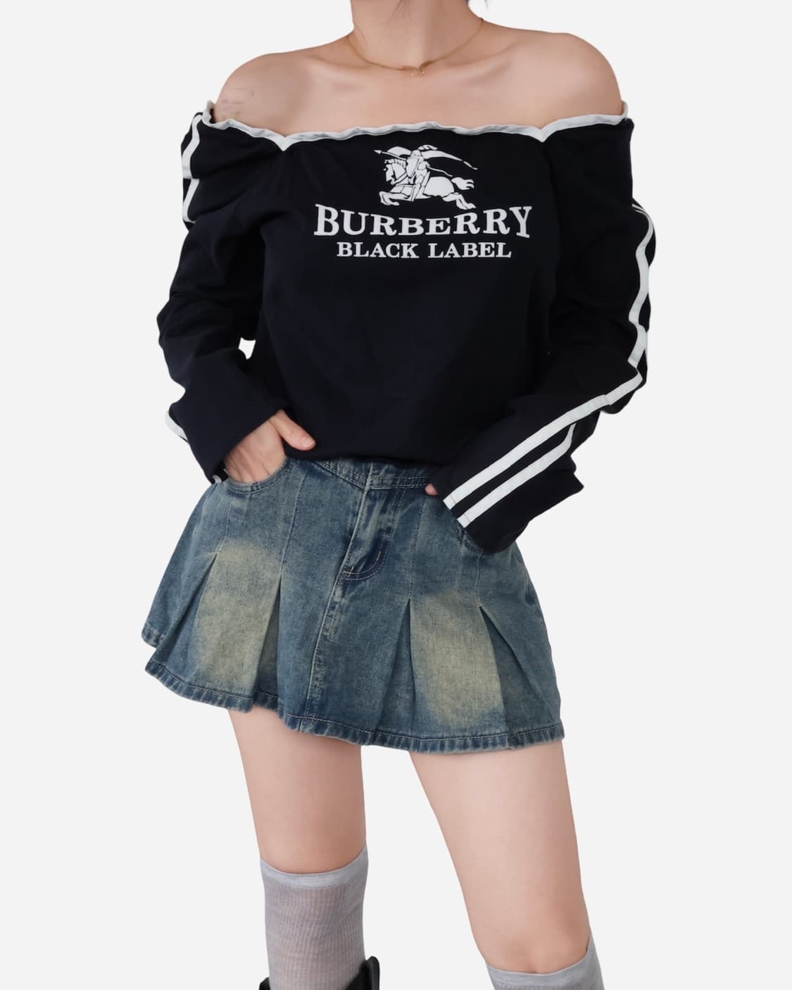 Burberry Velvet Print Shirring Top 상품이미지1