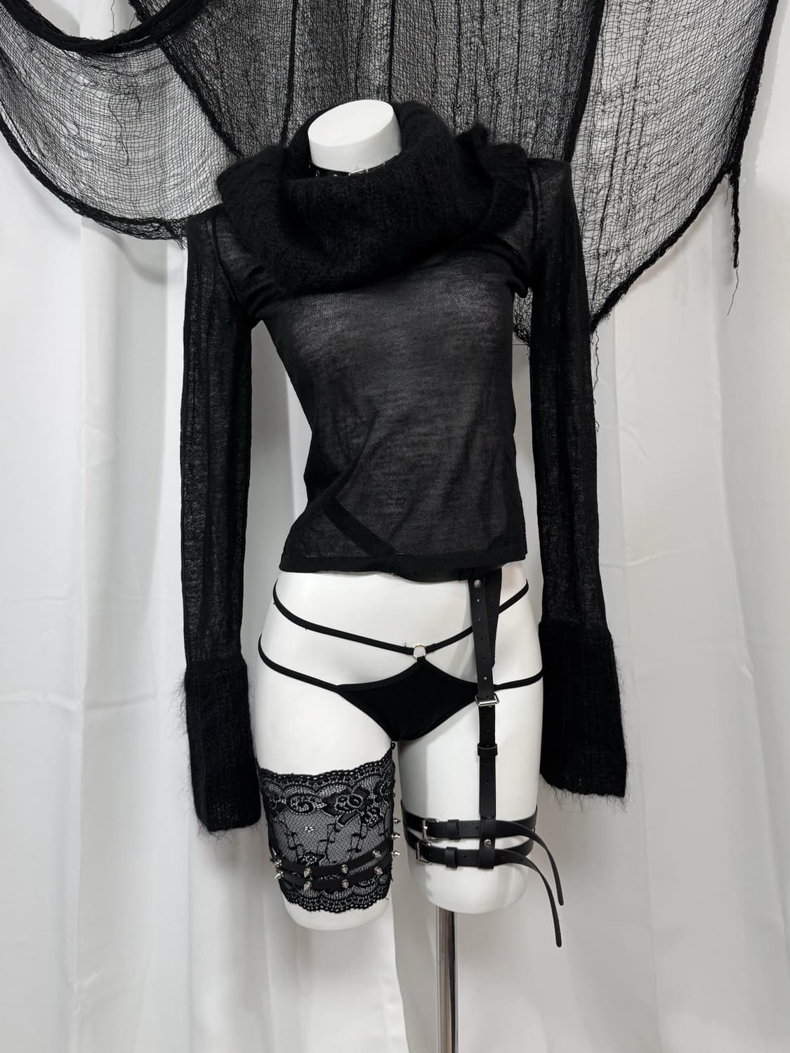 fur see through off shoulder top 상품이미지2