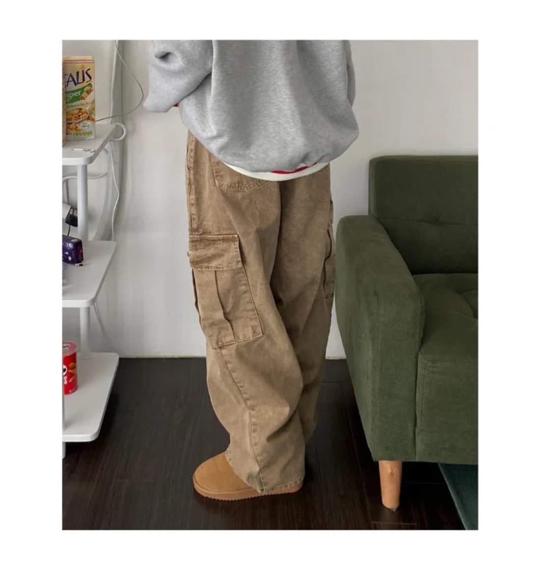 아워웨이브룸 피그먼트 카고 바지 브라운 S 상품이미지2