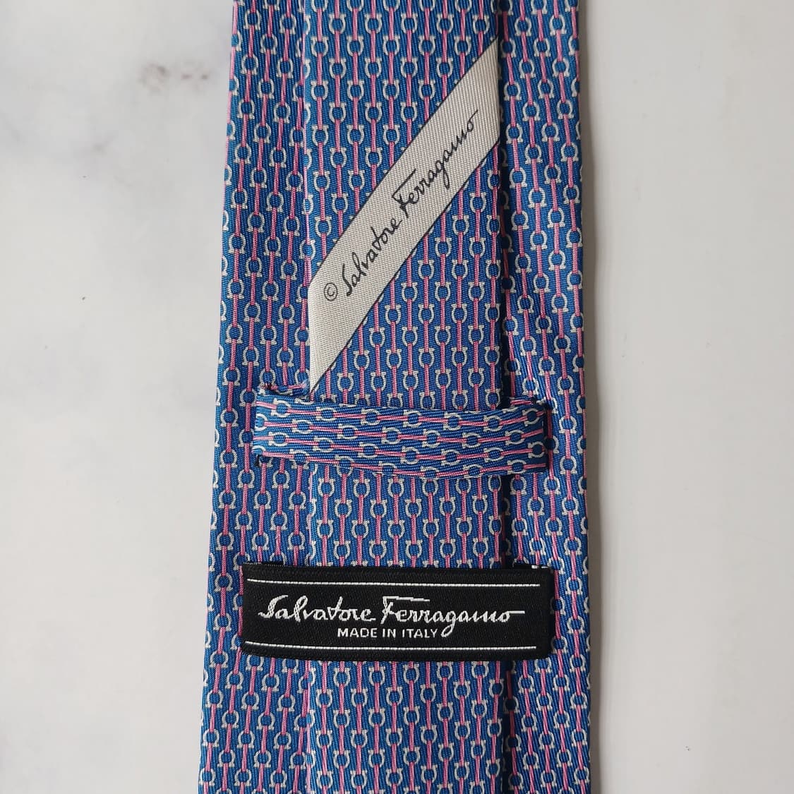 살바토레 페라가모 넥타이 블루 간치니 패턴 8.8cm A등급 G30 상품이미지6