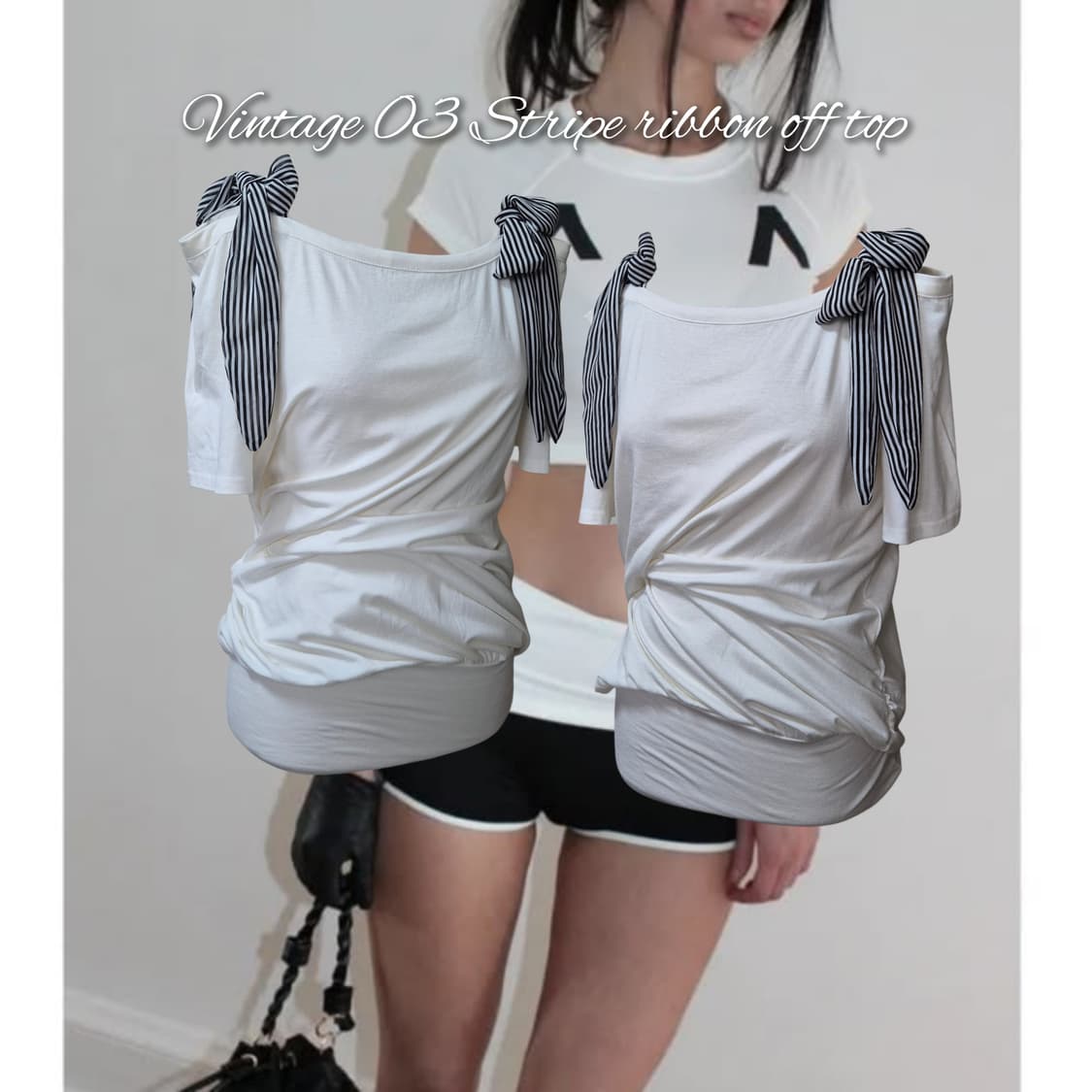 Vintage 03 Stripe ribbon off top 상품이미지1