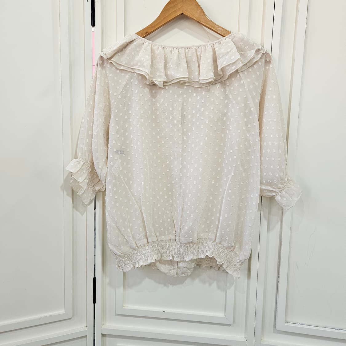 도트 쉬폰 프릴 블라우스 상품이미지5