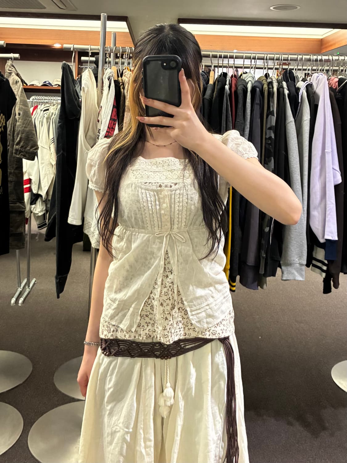 38)Japanese vintage 여성 레이스 디테일 반팔 블라우스 상품이미지1