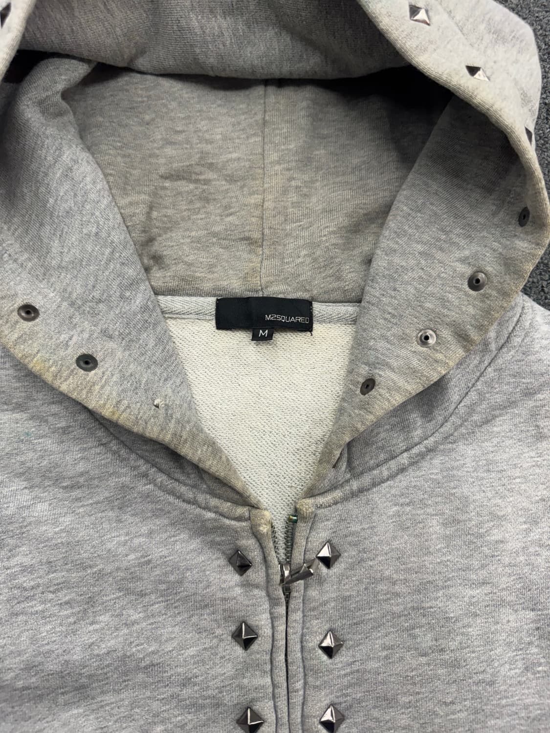 M)M2SQUARED 빈티지 그레이 스터드 투웨이 후드집업 상품이미지4