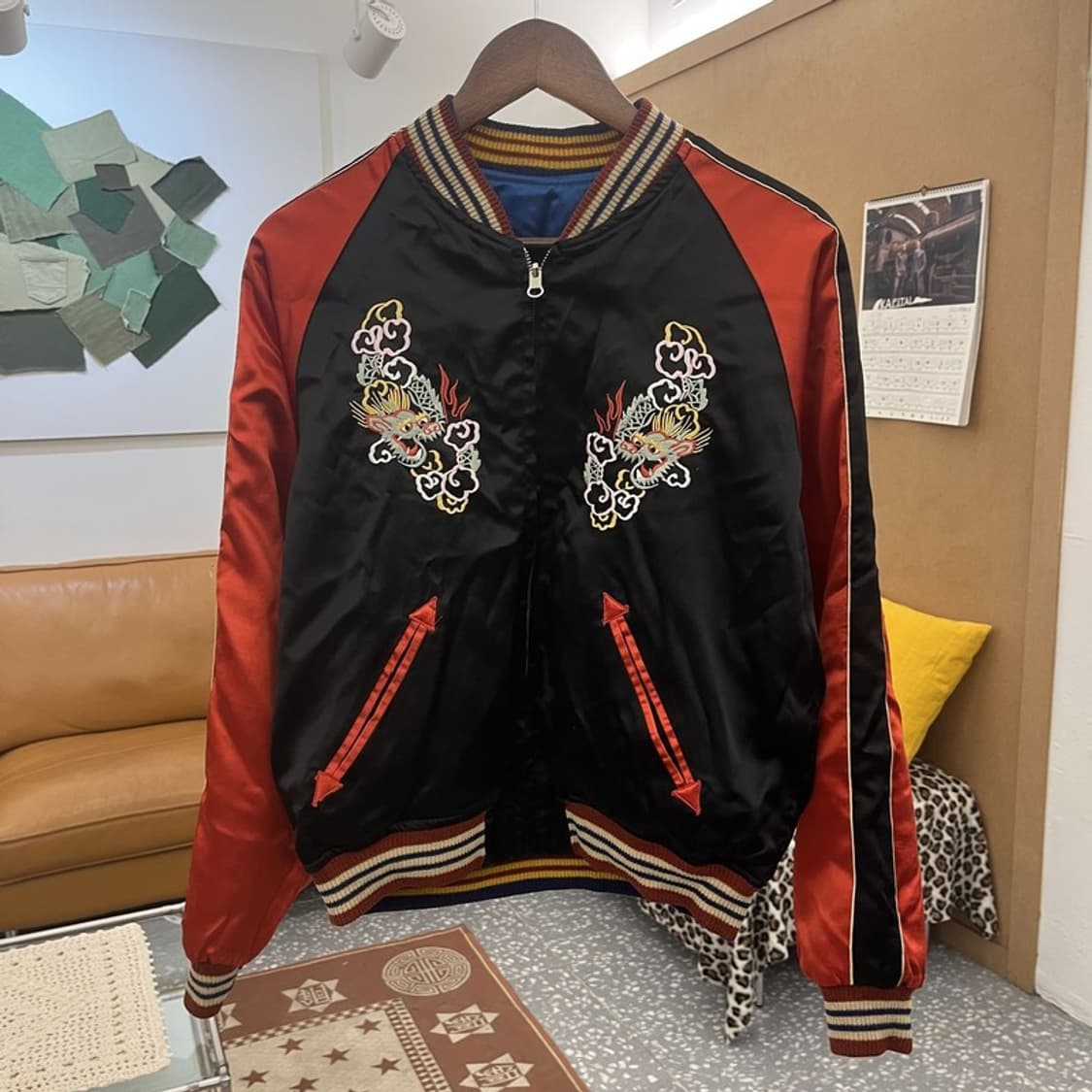 테일러 토요 희귀 리버시블 스카쟌 펑크 바시티 자켓 105 C10412 상품이미지5