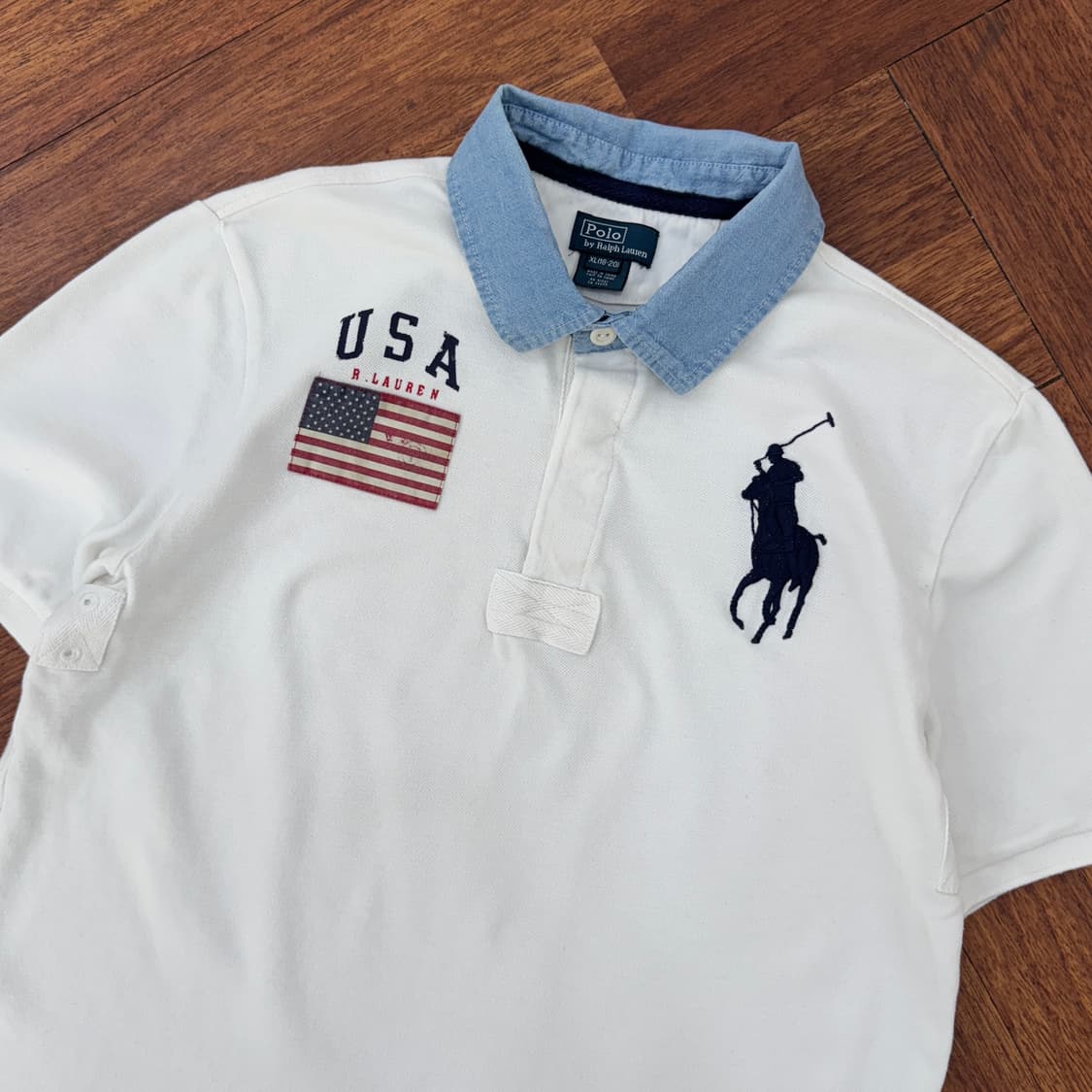 95 ‘폴로 릴프로엔 성조기 USA 빅포니 카라 티셔츠 상품이미지3