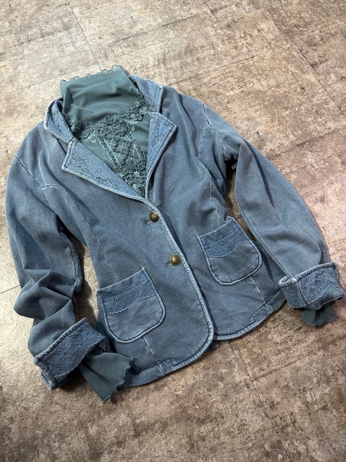 레이스 디테일 워싱 자켓 상품이미지2