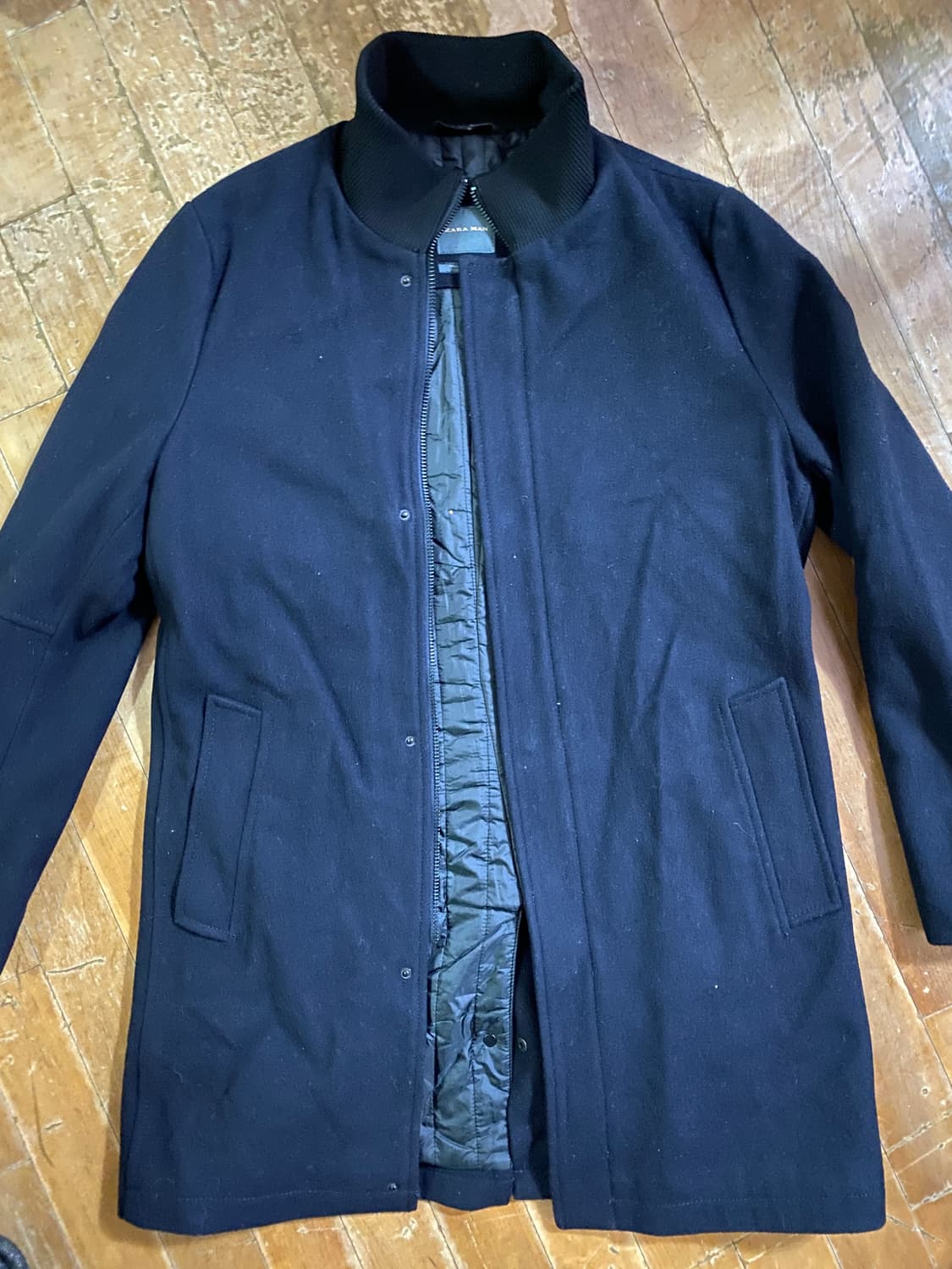 자라 맨 블랙 울 혼방 코트 L (100) 상품이미지1