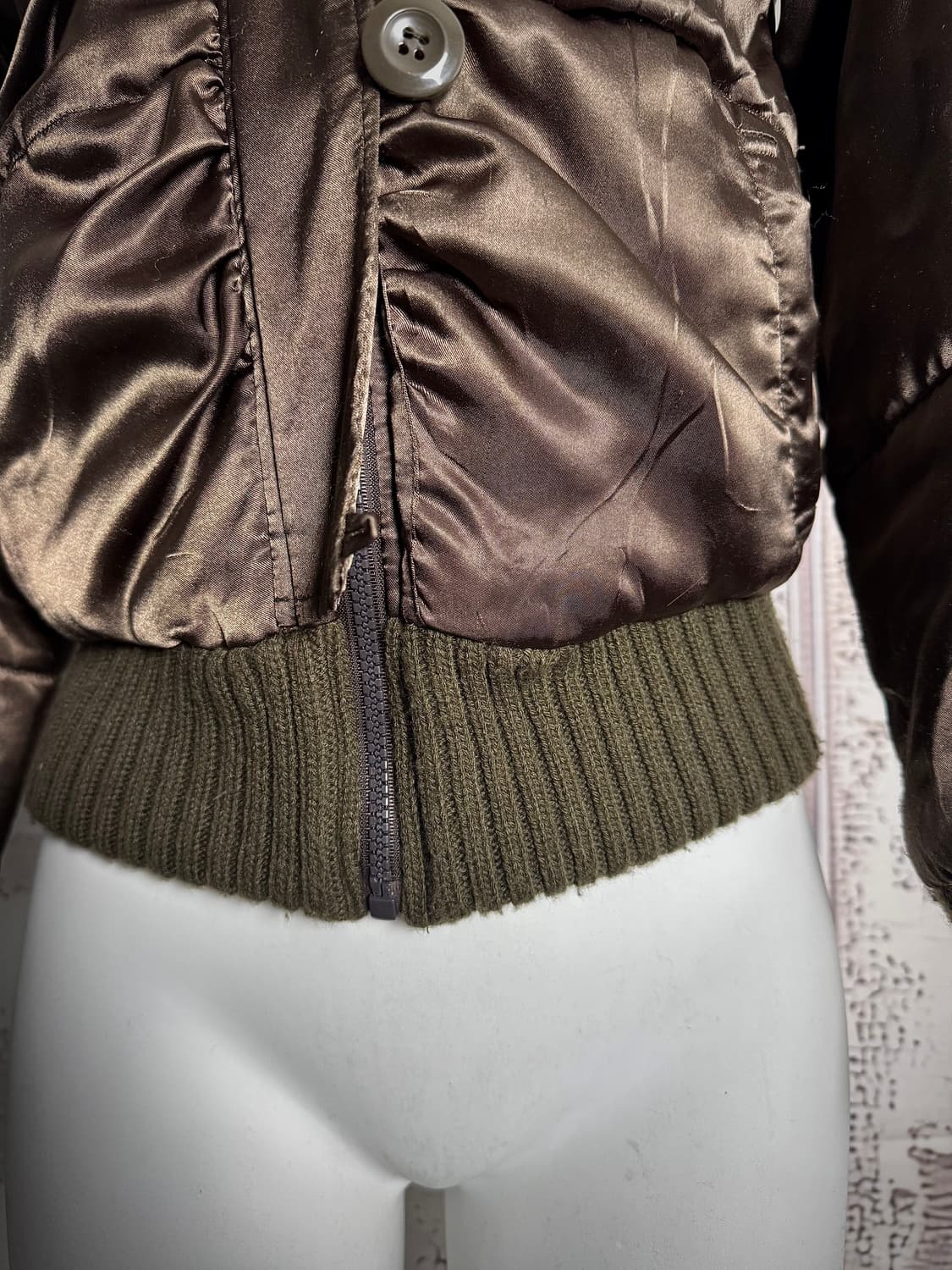 Brown Satin Padded Jacket 상품이미지4