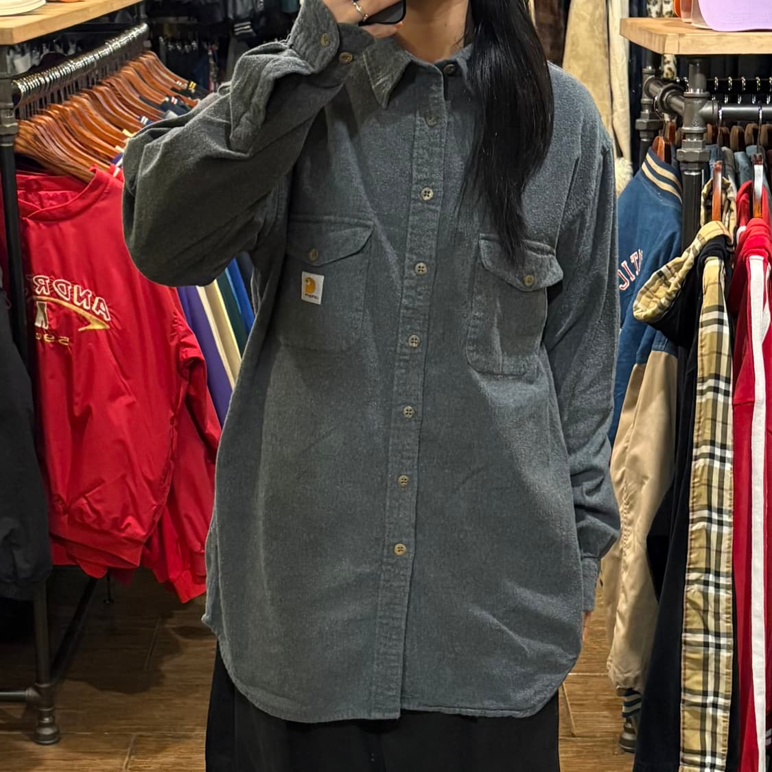 [HI]  Carhartt 칼하트 투포켓 긴팔셔츠 그레이 상품이미지2