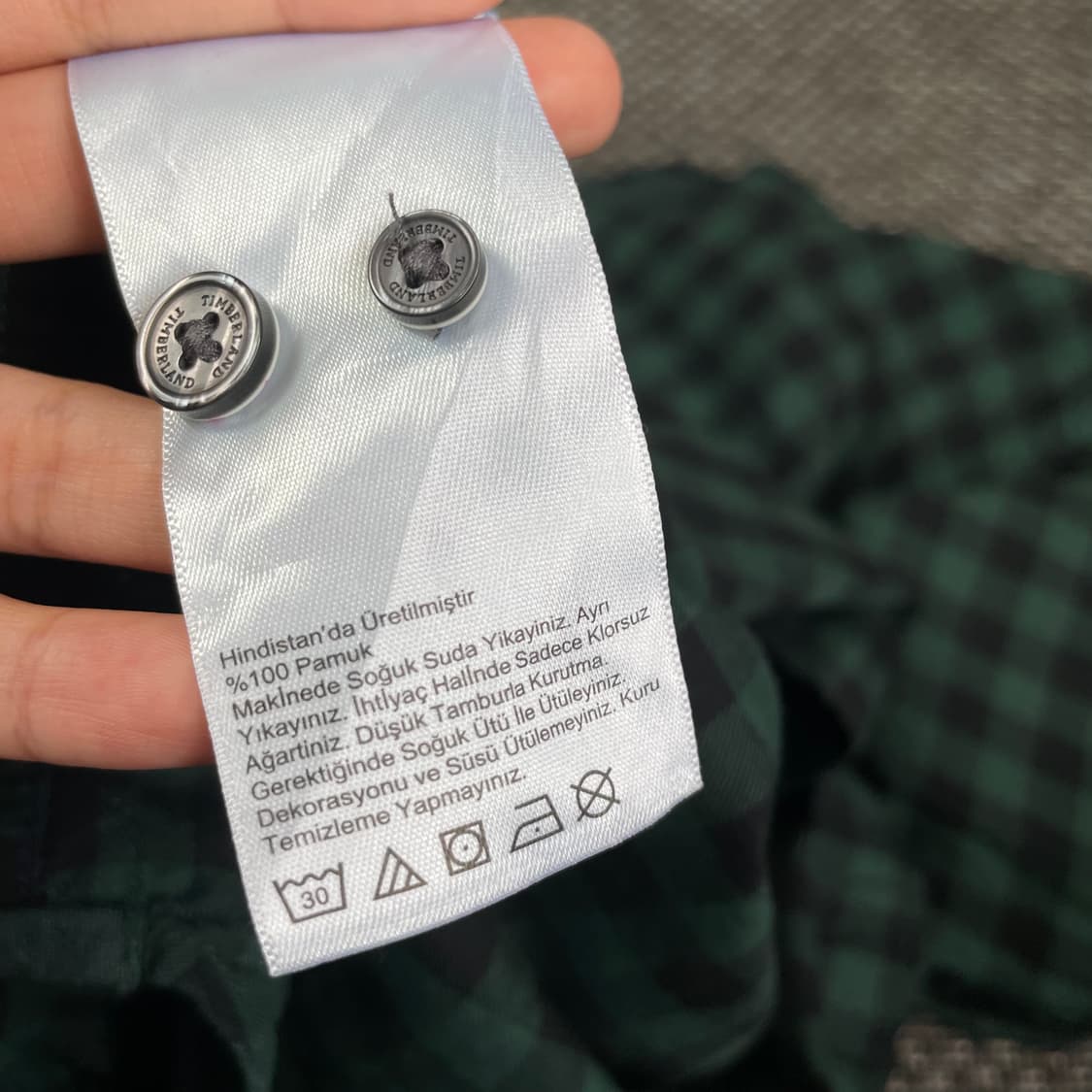 팀버랜드 그린 블랙 체크 긴팔 셔츠 슬림핏 XL 상품이미지7