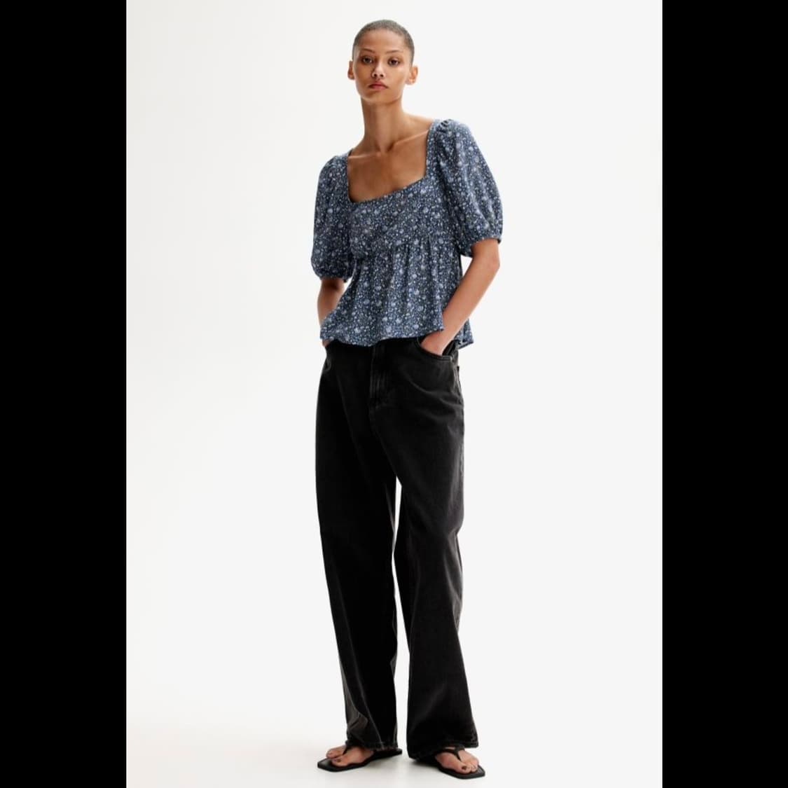 h&m 에이치앤엠 타이 디테일 페플럼 블라우스 (새상품) 상품이미지7