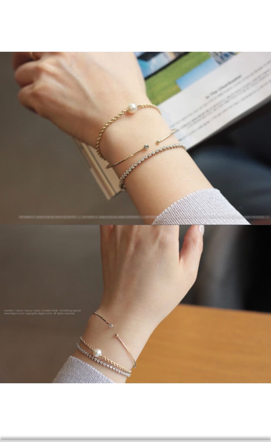 14k 2mm꼬냑다이아 테니스팔찌 상품이미지3