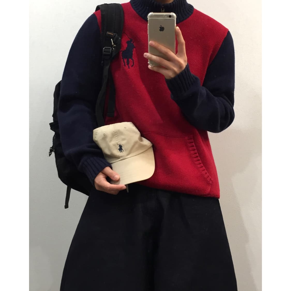Polo 폴로 랄프로렌 빅포니 배색 니트 반집업 상품이미지2