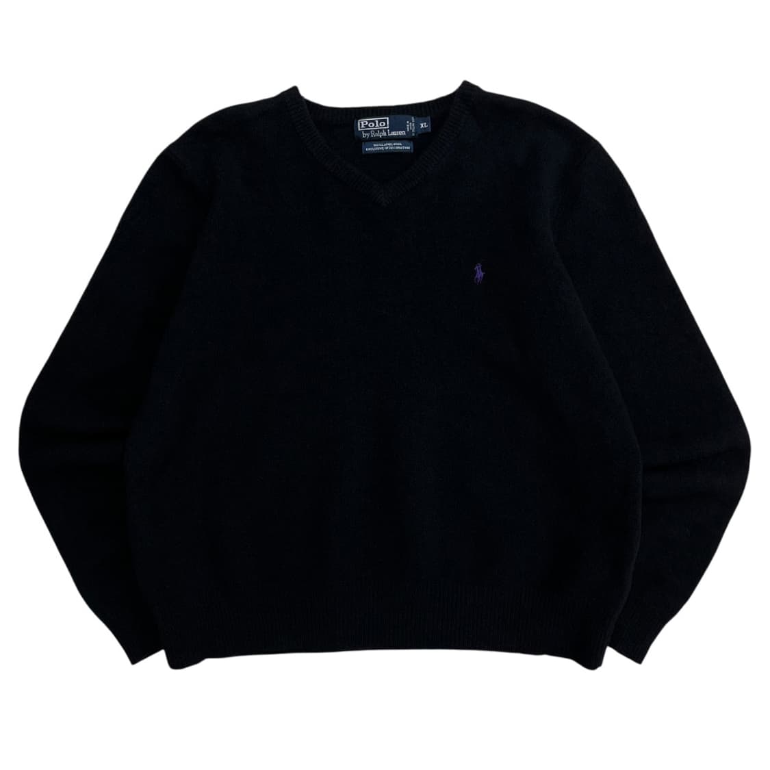 폴로 랄프로렌 퍼플포니 블랙 브이넥 니트 XL 상품이미지3