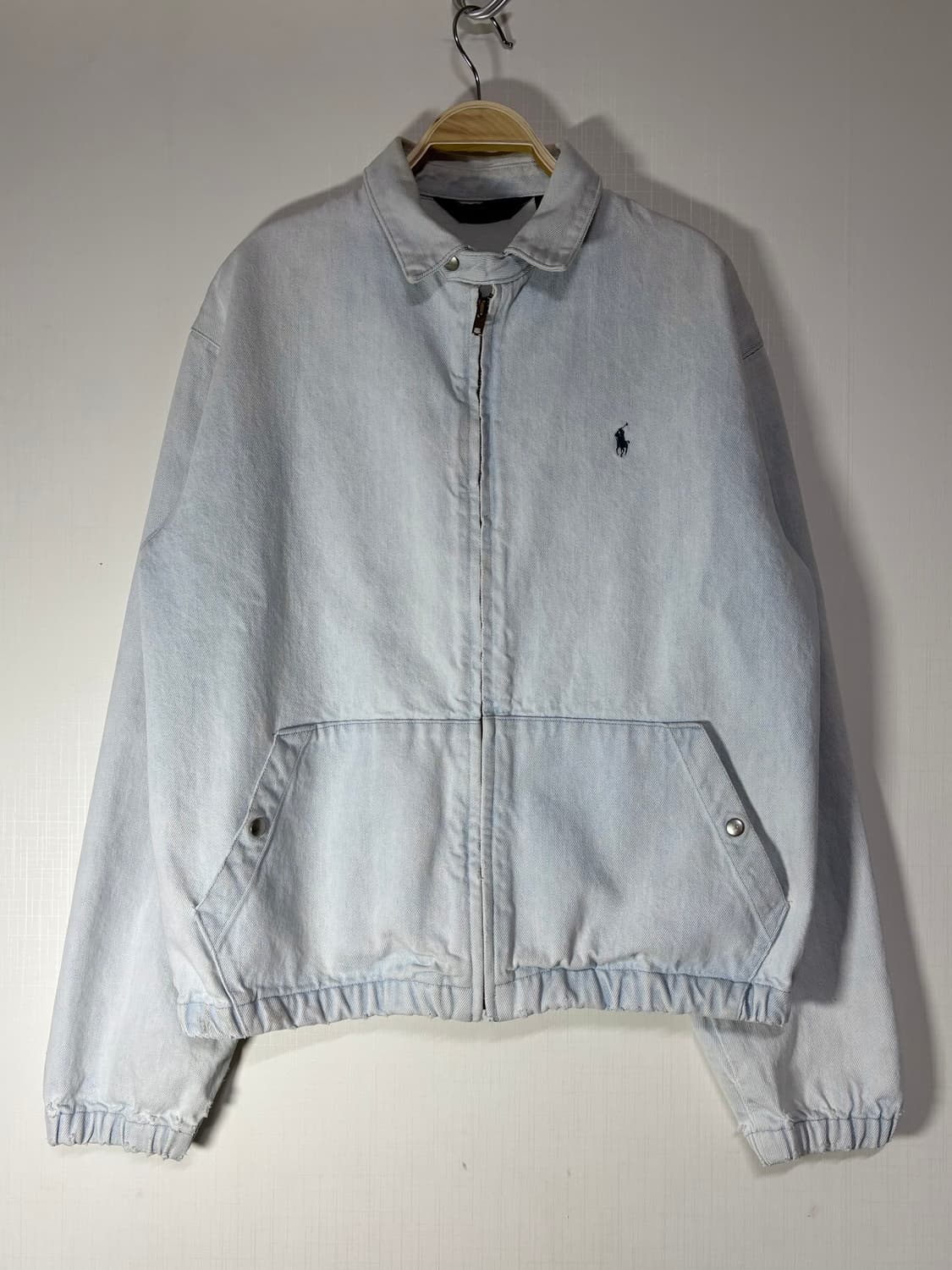 90s 폴로 화이트 데님 스윙탑 베이포트 봄버 자켓 빈티지 상품이미지4
