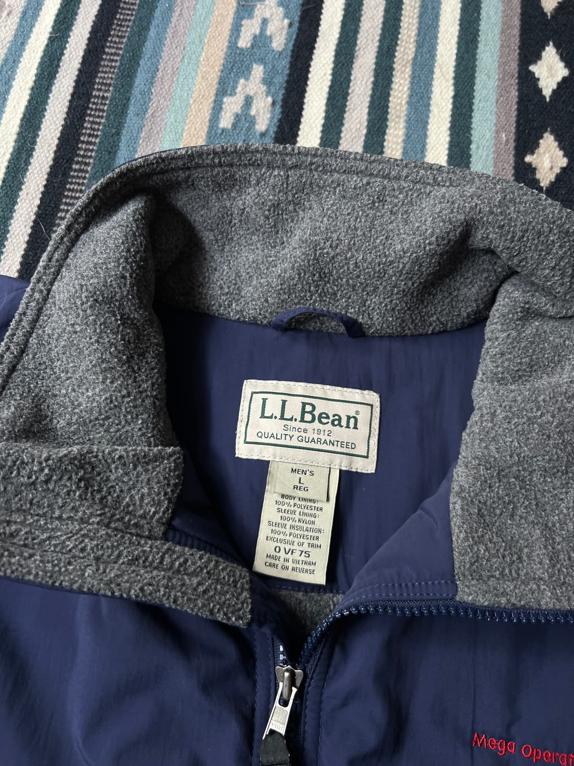 [L]엘엘빈 USA 네이비 플리스 웜업 자켓 상품이미지2