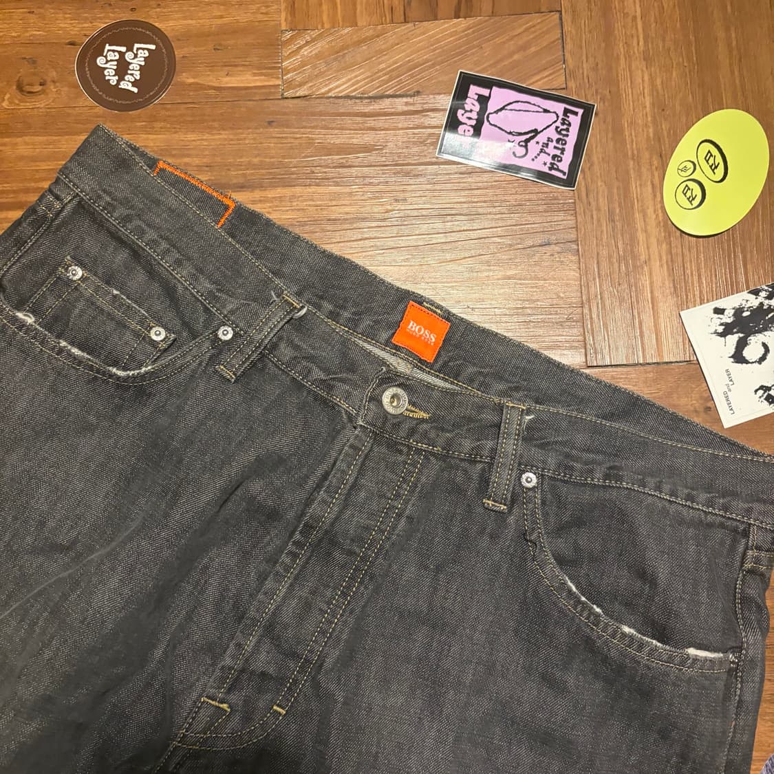 BOSS ORANGE LABEL 새깅 와이드 블랙진 상품이미지6