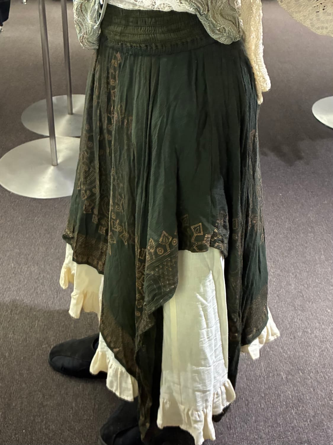 OS)Japanese vintage 여성 에스닉 언밸런스 미디 스커트 상품이미지2