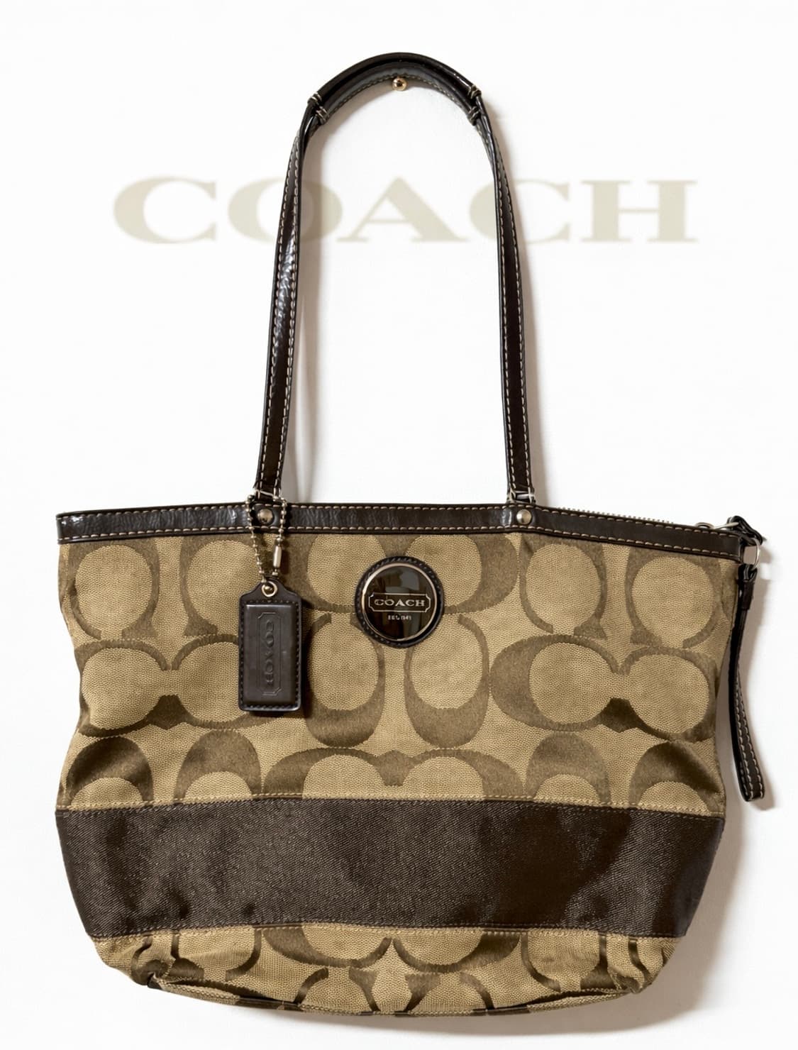 코치 시그니처 브라운 자카드 토트백 빈티지 Y2K 상품이미지1