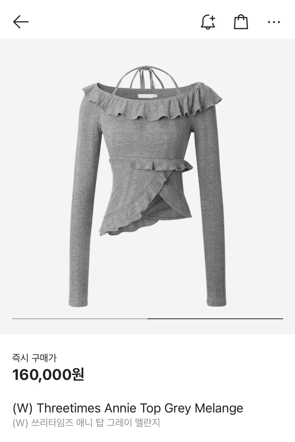 쓰리타임즈 threetimes annie top grey 애니탑 상품이미지1