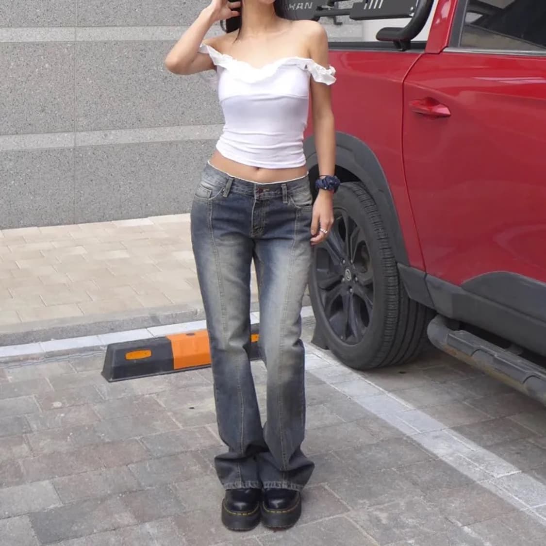 도프 에이블리 절개라인 로우라이즈 부츠컷 팬츠바지 상품이미지2
