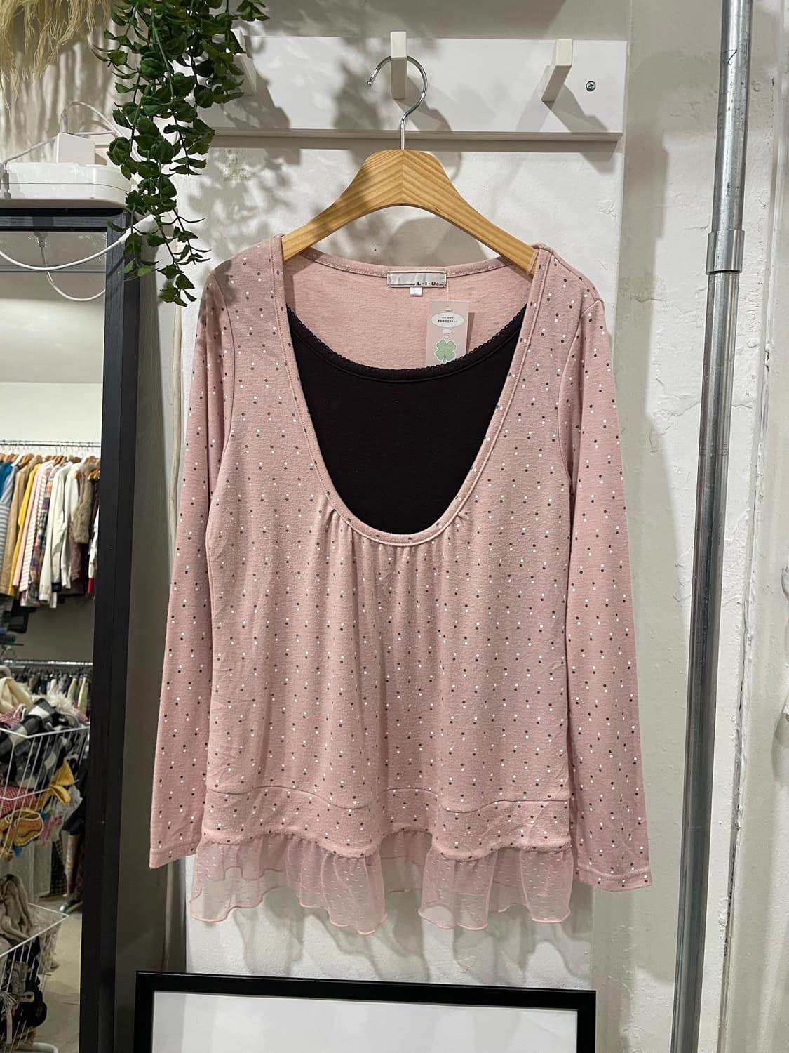 레이어드 패턴 롱슬리브 / 아이보리 버튼 가디건 상품이미지5