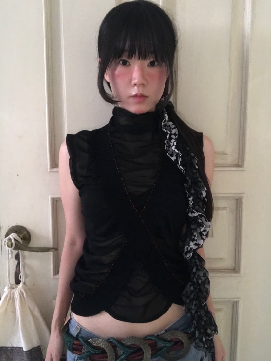 vintage mash sleeveless top 상품이미지1