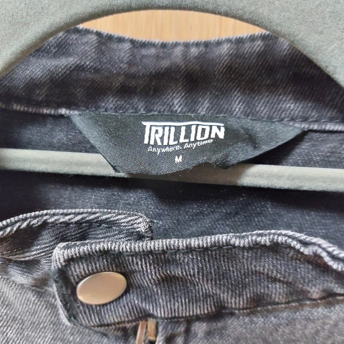 트릴리온 페이드 워싱 바이커 크롭 흑청 펑크 데님자켓 상품이미지5