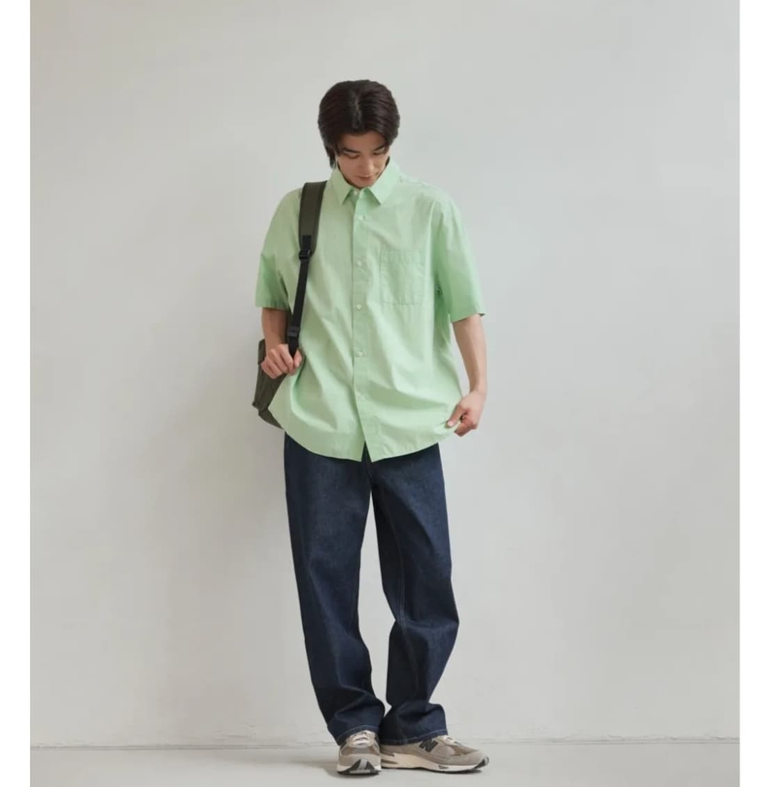 Loose Fit Short-Sleeve Shirt - Apple Gre 상품이미지5