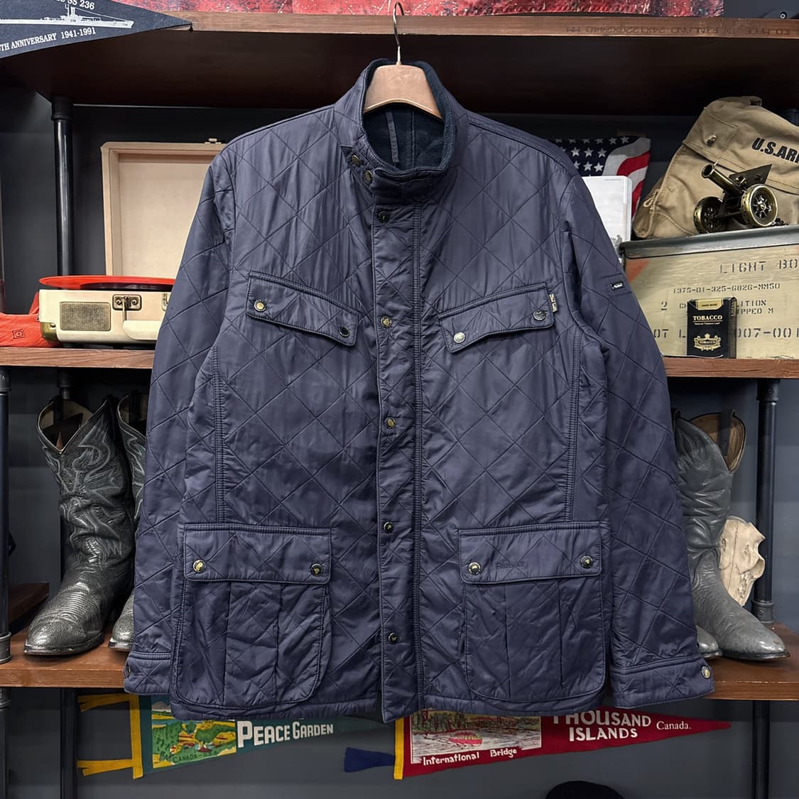 바버 인터내셔널 플리스 안감 퀼팅 모터사이클 자켓 N1149 상품이미지1