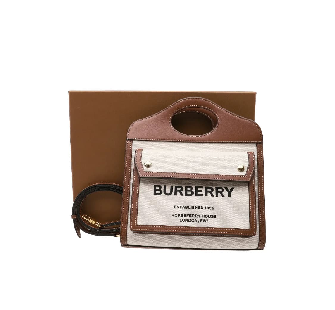 [S급] 버버리 투톤 캔버스 앤 레더 포켓 백 미니 판매합니다!!! 상품이미지1