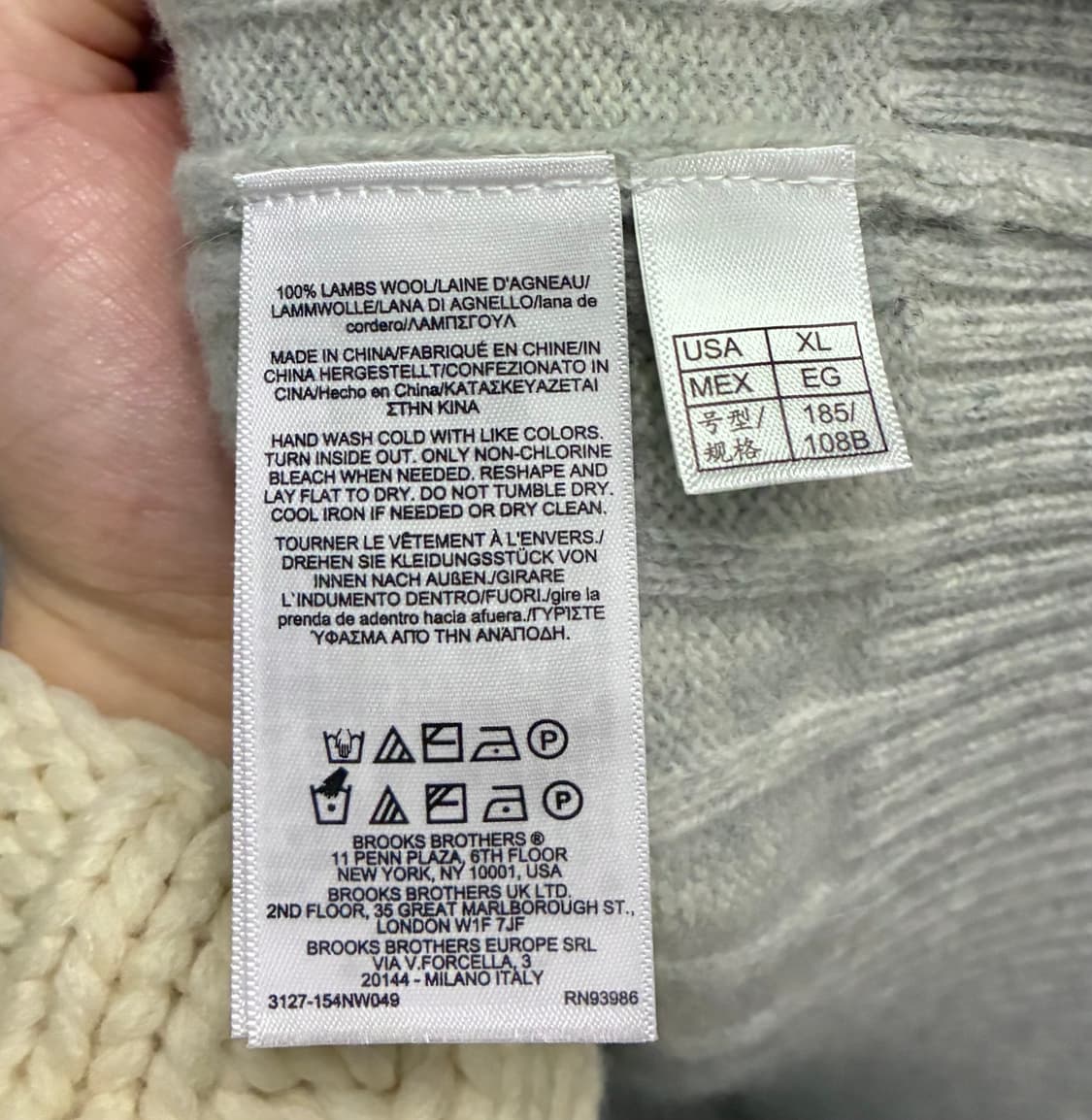(XL)브룩스브라더스 램스울 케이블 꽈배기 니트 스웨터 그레이 상품이미지9