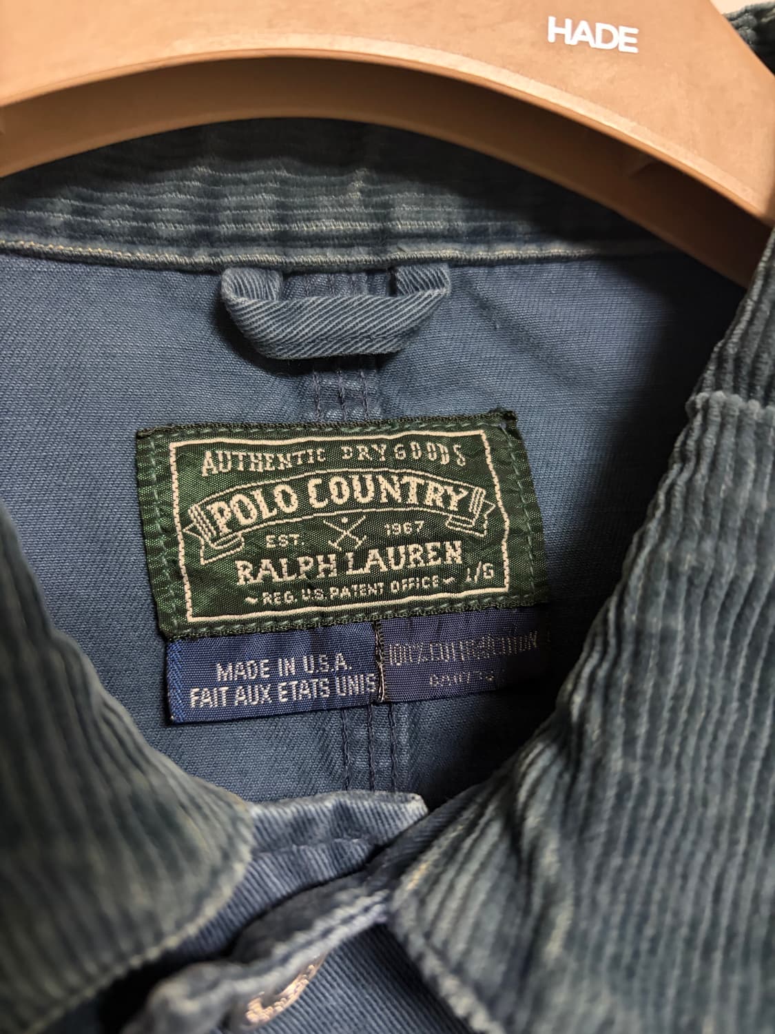 [L] 80s 빈티지 폴로 덩가리 자켓 블루 보로 디테일 polo 상품이미지3