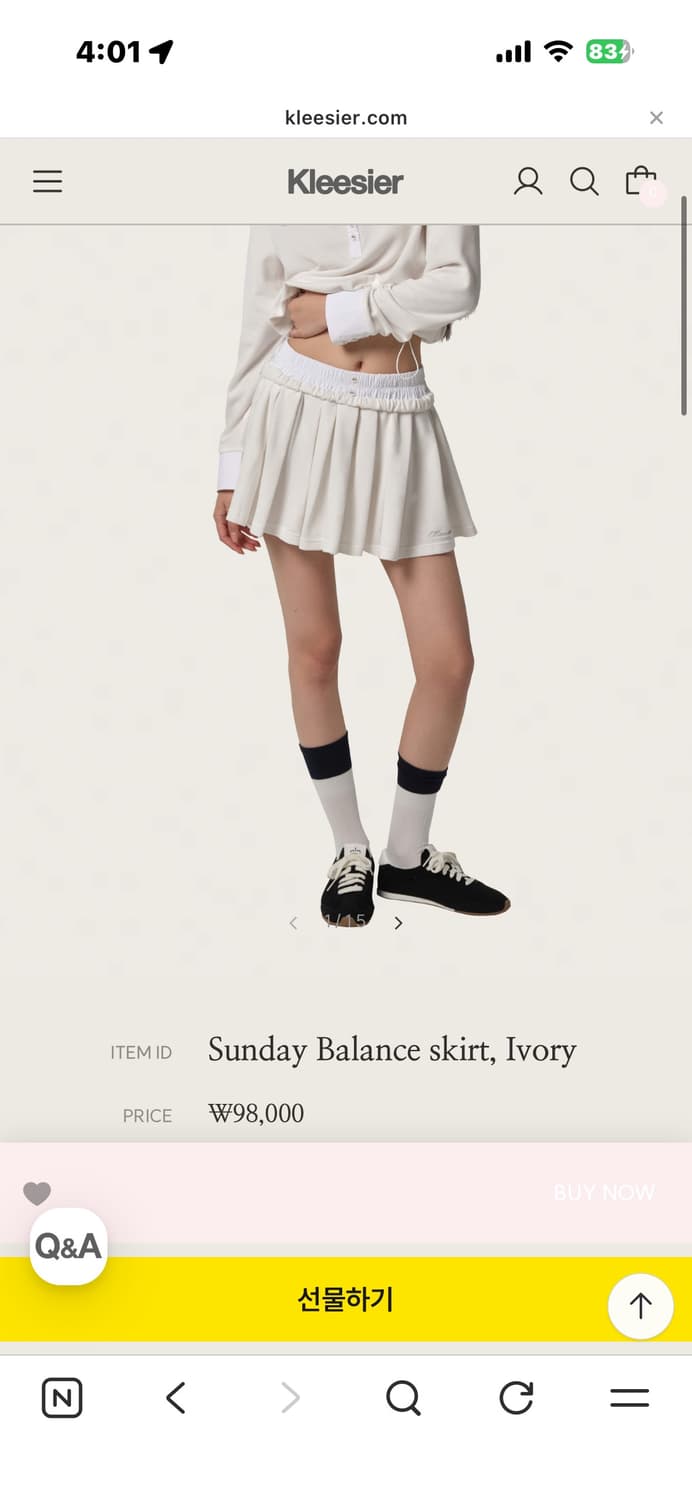 클리시어 선데이 밸런스 플리츠스커트 아이보리 상품이미지1