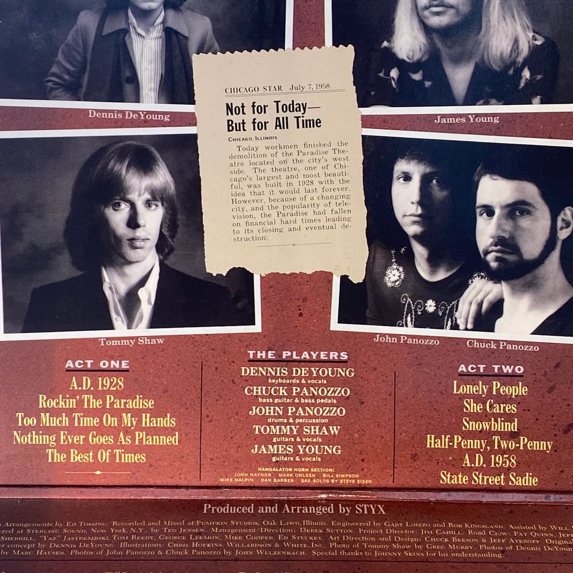 (중고LP-팝록) Styx -Paradise Theatre 상품이미지4