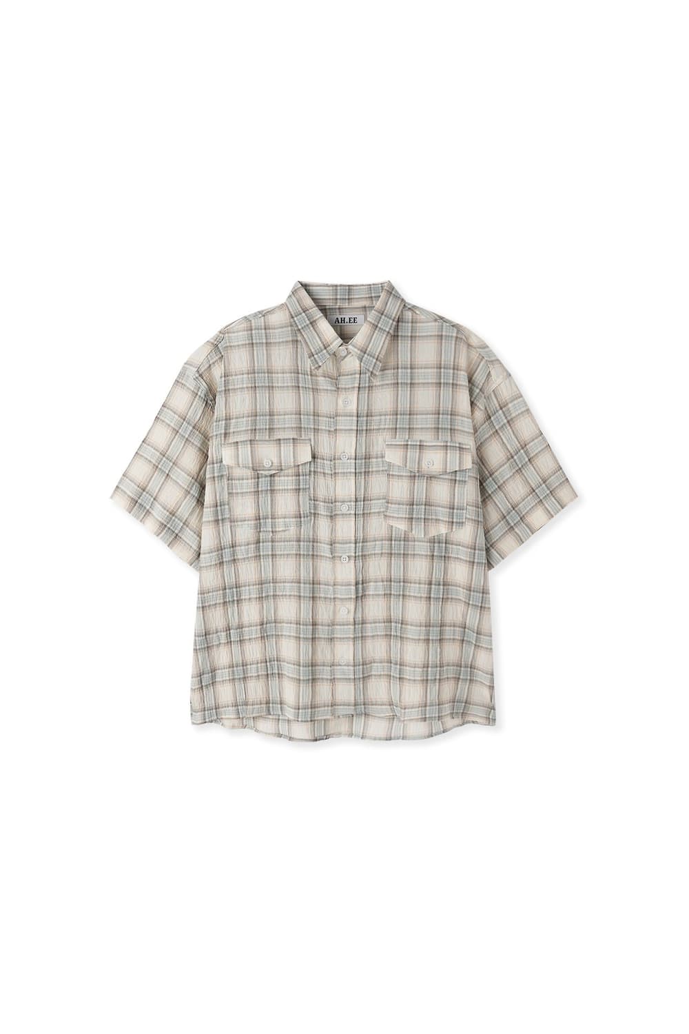 양포켓 크롭 체크 반팔셔츠(Unisex) 상품이미지9