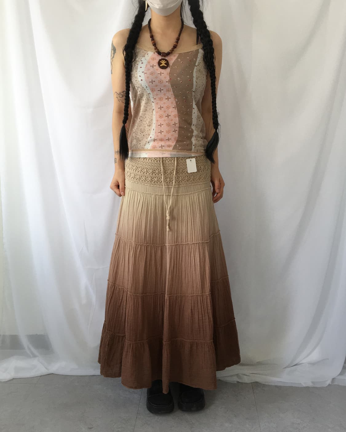 Crochet point Dyed skirt 상품이미지5