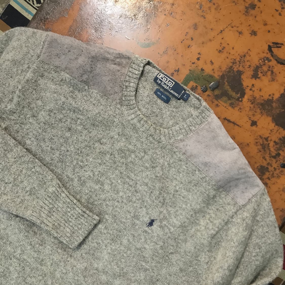 폴로랄프로렌 그레이 스웨이드 패치 스웨터 남성 105 110  상품이미지3