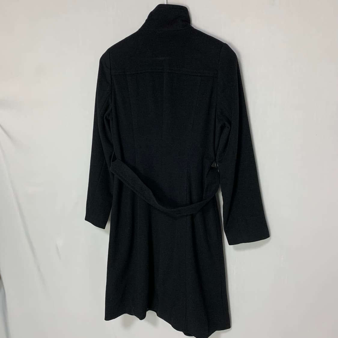 일본 빈티지 하이넥 블랙 벨트 캐시미어 100% 여성 코트 상품이미지5