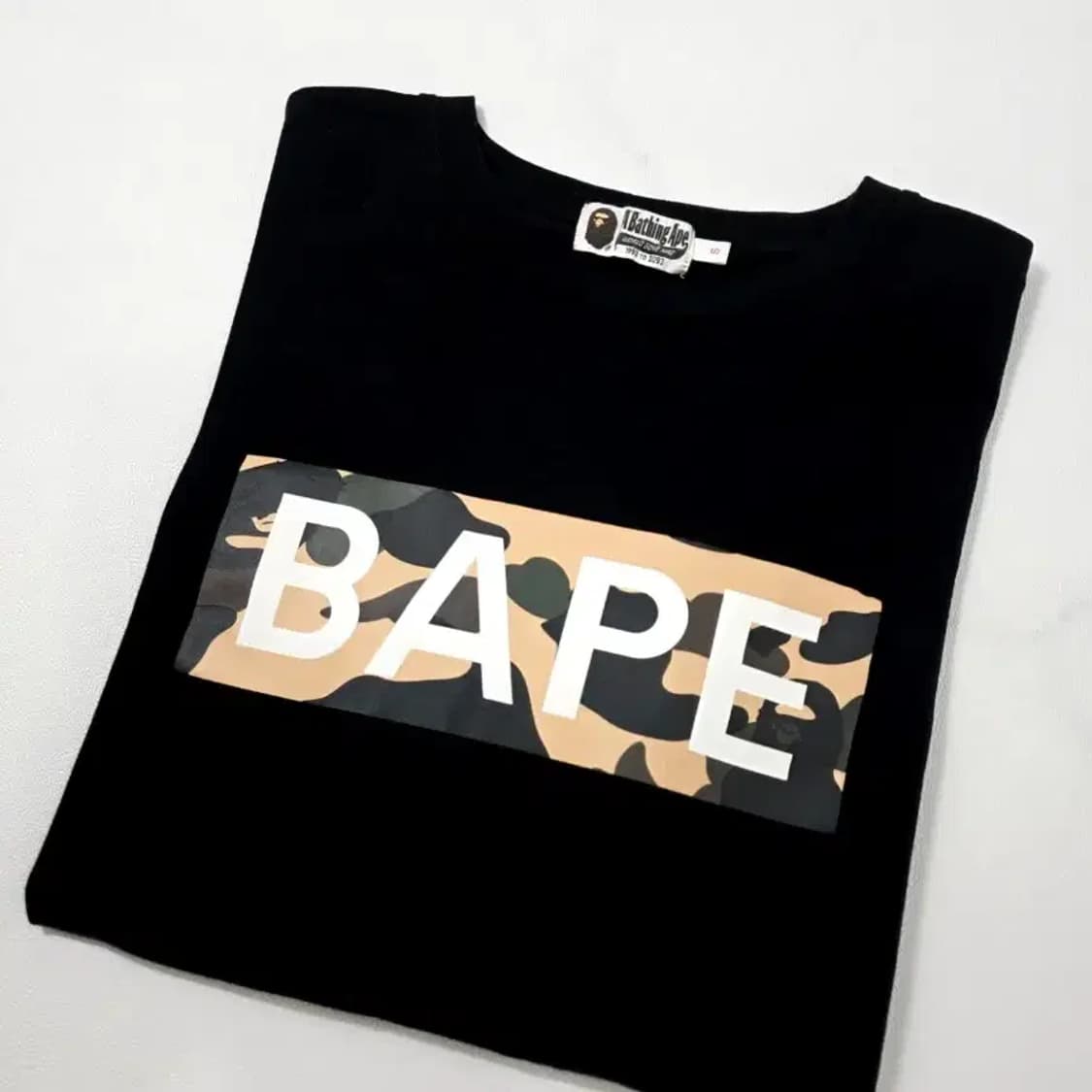 베이프 BAPE 카모 박스로고 크롭 반팔티 블랙 (55~66오버핏) 상품이미지7