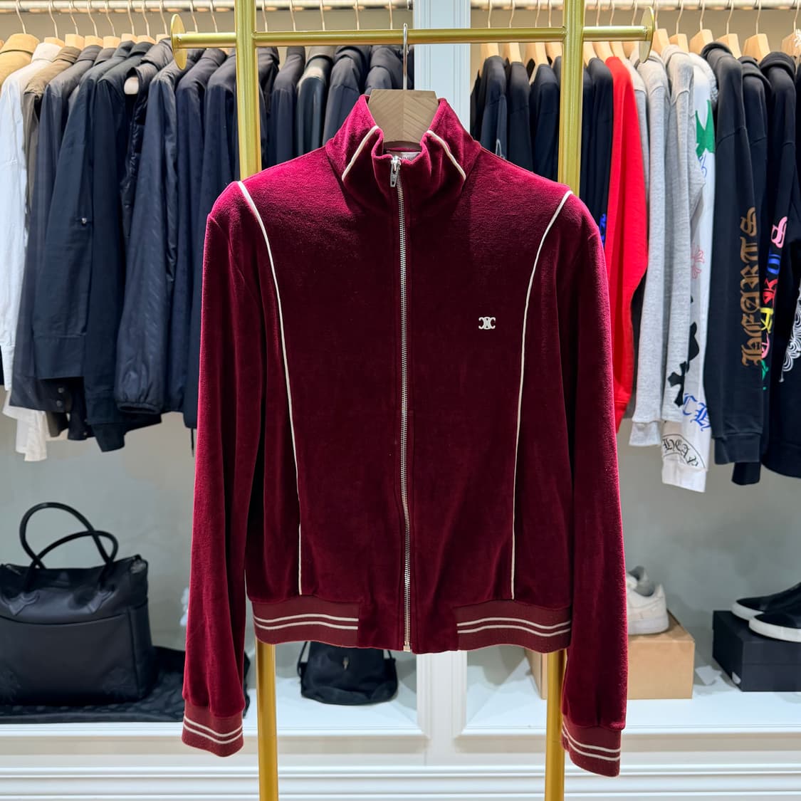 XS사이즈 / 셀린느 트리오페 벨벳 트레이닝 집업 자켓 버건디  상품이미지1