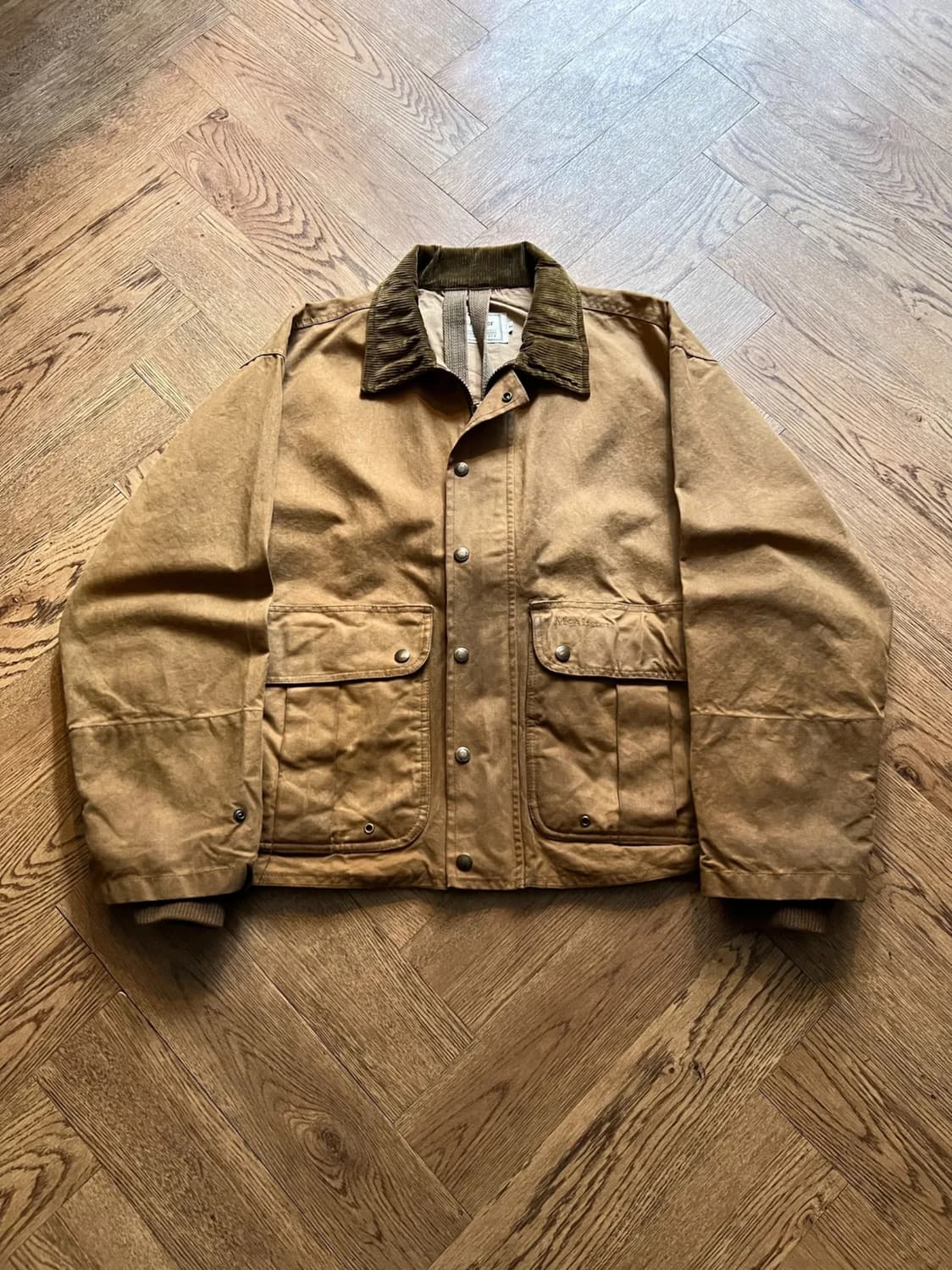 [M]90's USA 빈티지 브라운 왁스드 숏 헌팅 자켓 상품이미지1