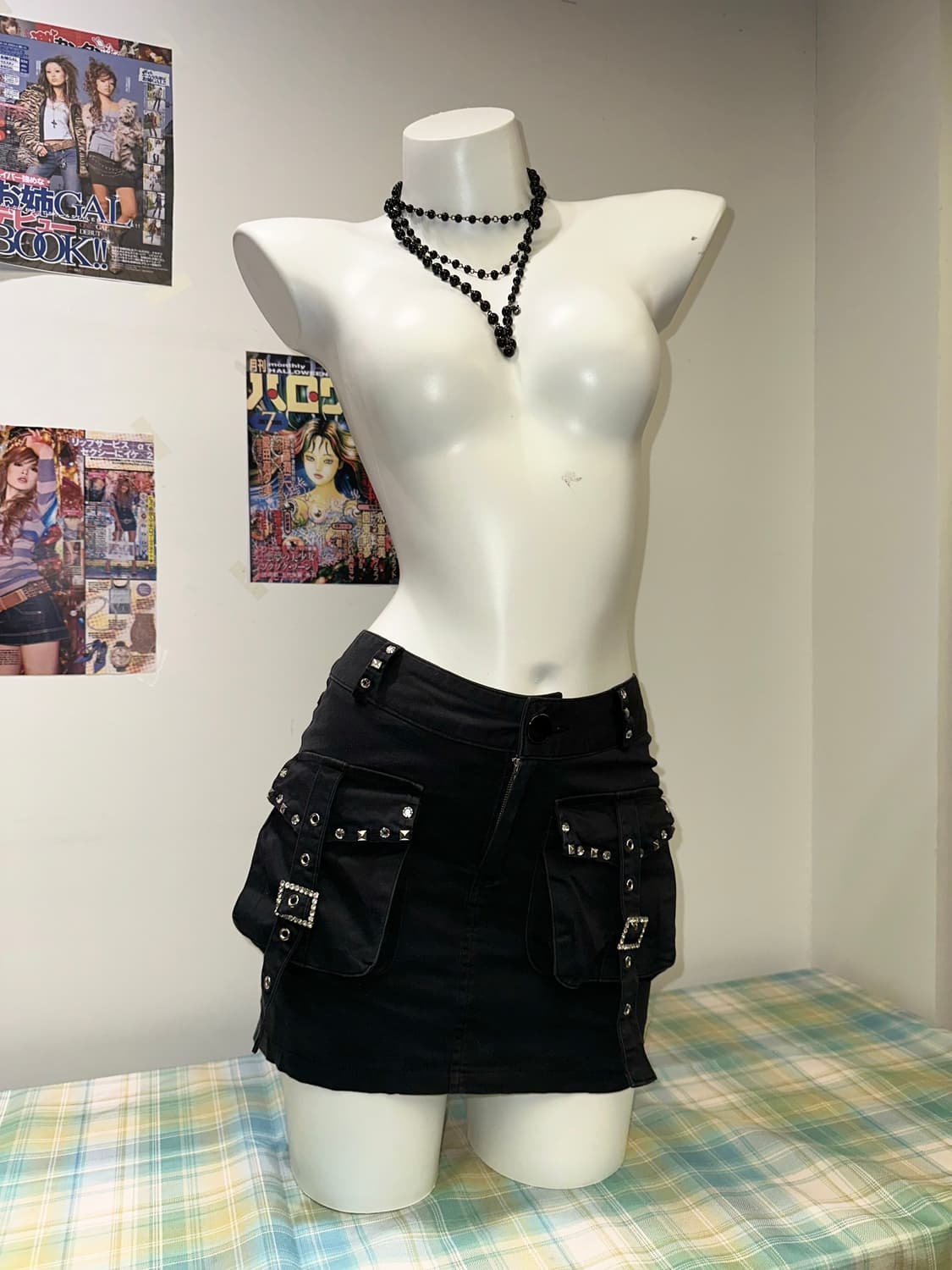 Cubic Stud Details Black cargo skirt 상품이미지2