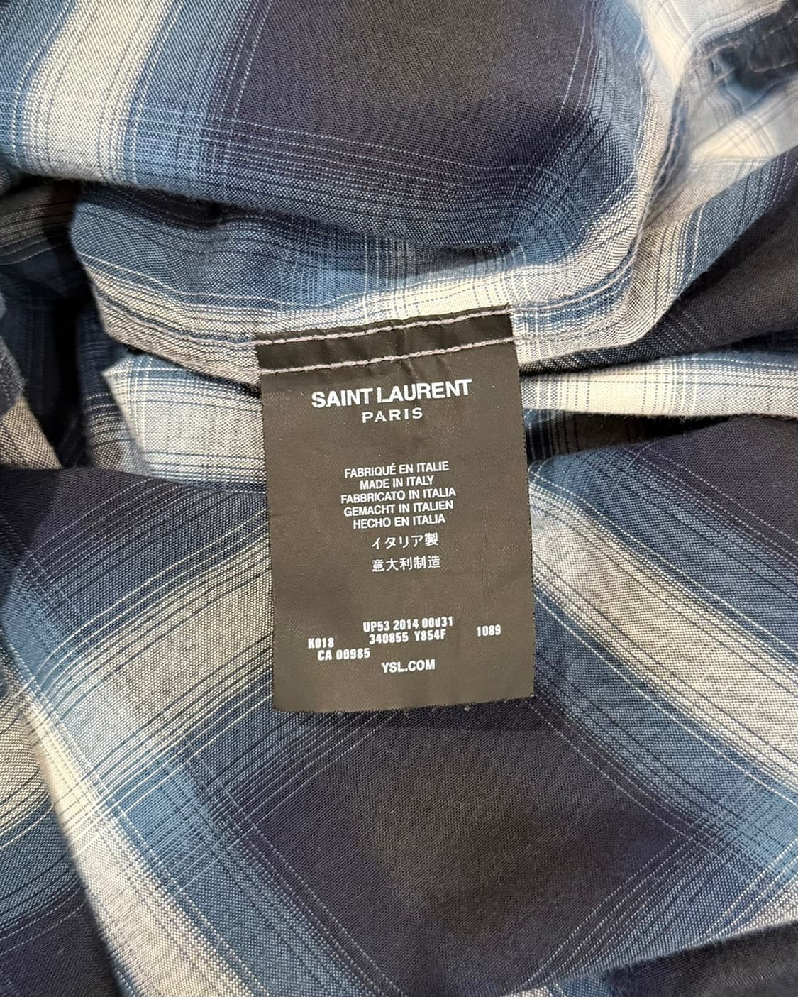생로랑 블루 블랙 타탄 체크 셔츠 상품이미지8