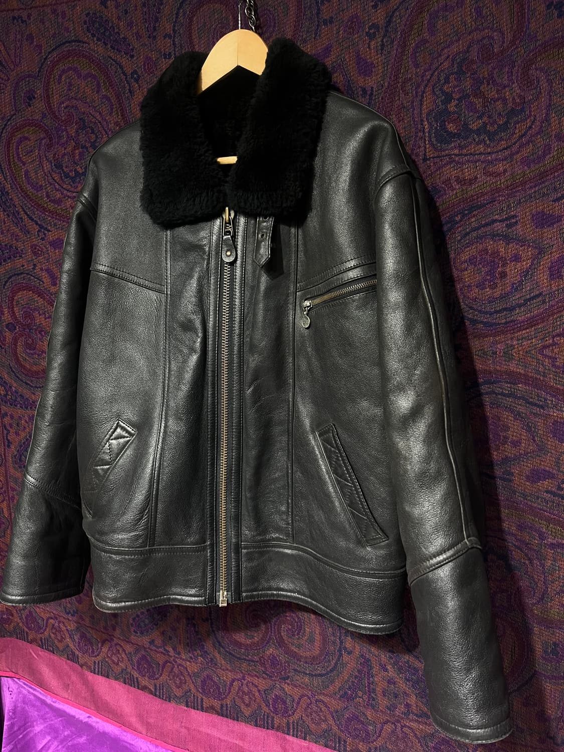 블랙 b-3 무스탕 시어링 양가죽자켓 상품이미지2