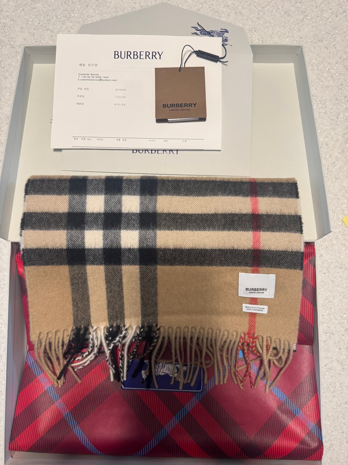 버버리 캐시미어 체크 머플러 목도리 / 버버리공홈 풀셋 상품이미지1