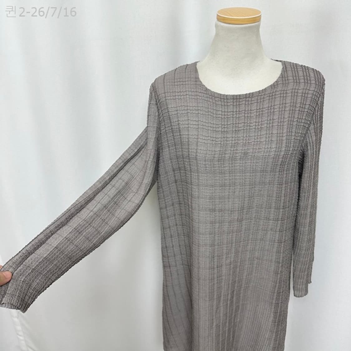 플리츠미 여자 스판짱 주름 롱티셔츠 원피스 FREE 
 상품이미지3